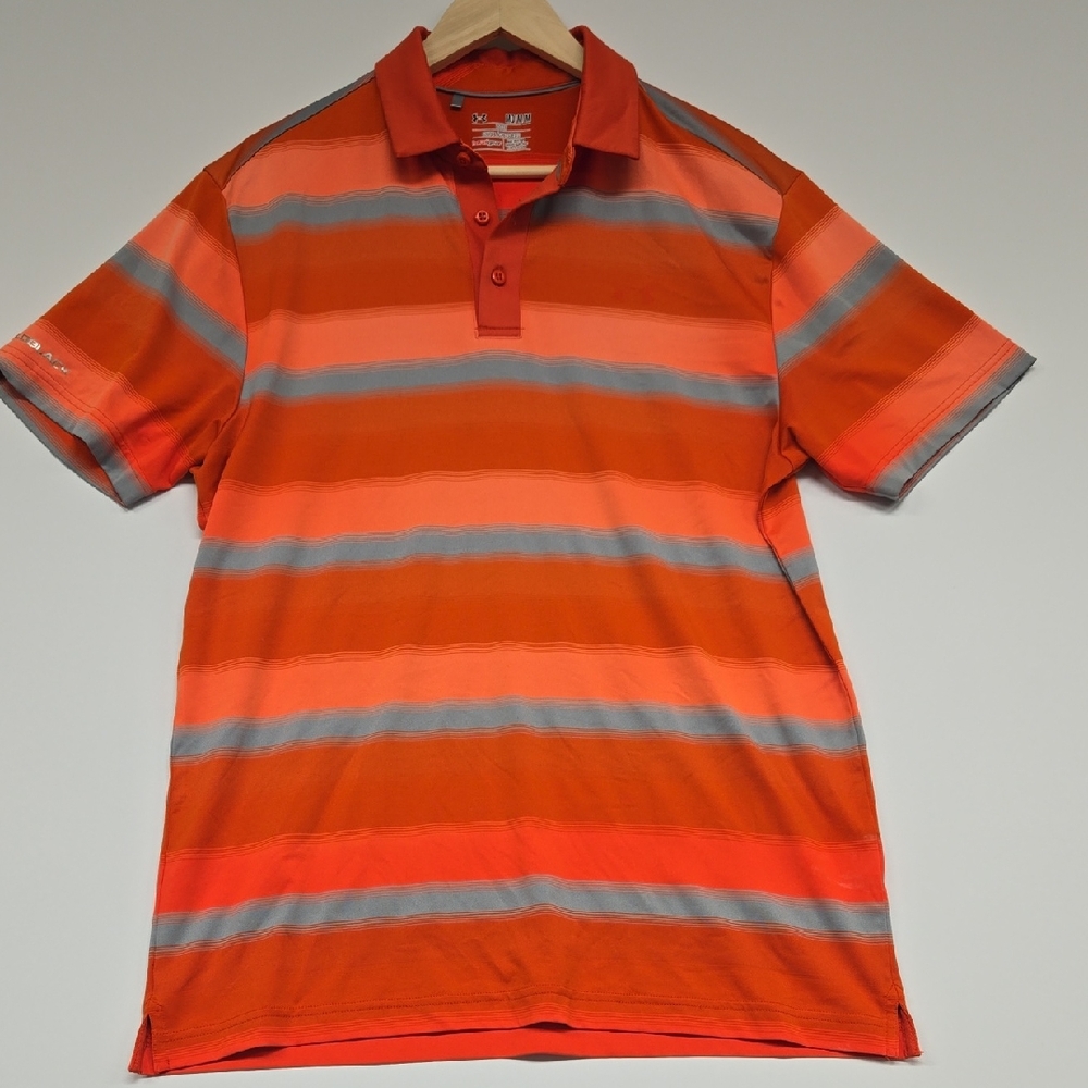 Men's Orange Striped Polo Shirt